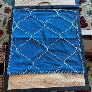 pottery barn 22 X 22 pillow navy with white threading detail